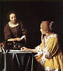 Lady Canvas Paintings - Lady with Her Maidservant Holding a Letter